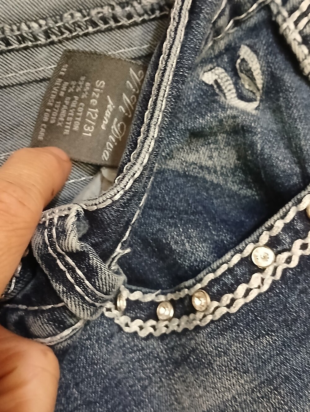 Dark Wash Embellished Pocket Jeans Brand Vi Vi Diva - Picture 5 of 8